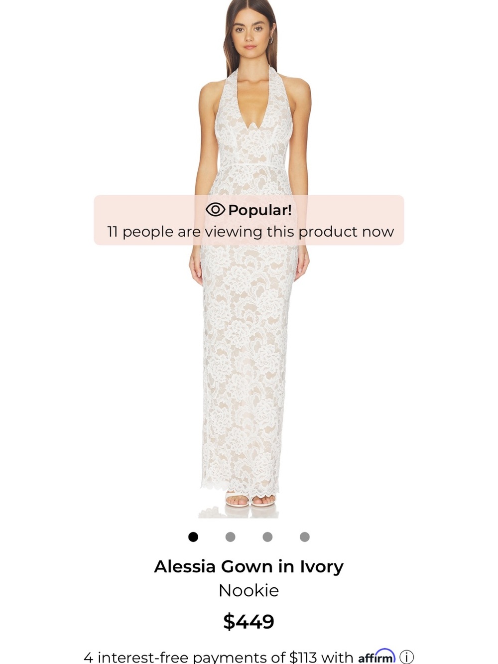 Nookie Ivory Halter Lace Maxi Gown